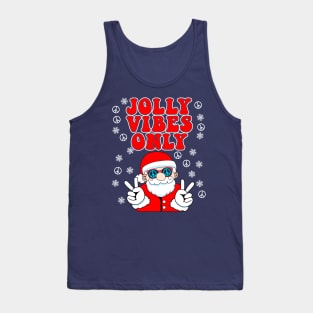 Jolly Vibes Only Groovy Peace Sign Santa Claus Tank Top